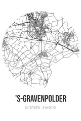Abstract street map of 's-Gravenpolder located in Zeeland municipality of Borsele. City map with lines