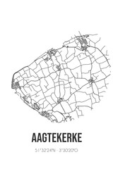 Abstract street map of Aagtekerke located in Zeeland municipality of Veere. City map with lines
