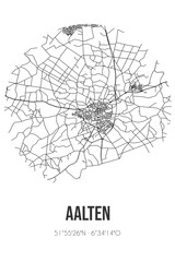 Abstract street map of Aalten located in Gelderland municipality of Aalten. City map with lines
