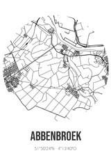 Abstract street map of Abbenbroek located in Zuid-Holland municipality of Nissewaard. City map with lines