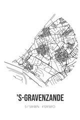 Naklejka premium Abstract street map of 's-Gravenzande located in Zuid-Holland municipality of Westland. City map with lines