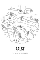 Abstract street map of Aalst located in Gelderland municipality of Zaltbommel. City map with lines
