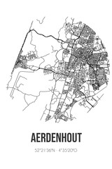 Abstract street map of Aerdenhout located in Noord-Holland municipality of Bloemendaal. City map with lines