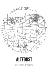 Abstract street map of Altforst located in Gelderland municipality of West Maas en Waal. City map with lines
