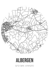Abstract street map of Albergen located in Overijssel municipality of Tubbergen. City map with lines