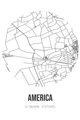 Abstract street map of America located in Limburg municipality of Horst aan de Maas. City map with lines