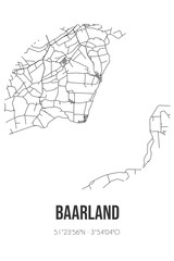 Abstract street map of Baarland located in Zeeland municipality of Borsele. City map with lines