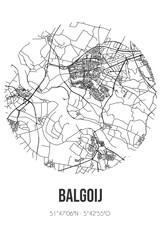 Abstract street map of Balgoij located in Gelderland municipality of Wijchen. City map with lines