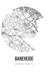 Abstract street map of Baneheide located in Limburg municipality of Simpelveld. City map with lines