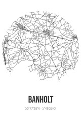 Abstract street map of Banholt located in Limburg municipality of Eijsden-Margraten. City map with lines
