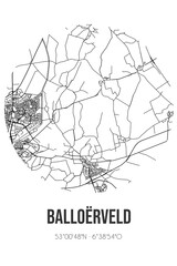 Abstract street map of Balloërveld located in Drenthe municipality of Aa en Hunze. City map with lines