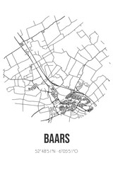 Abstract street map of Baars located in Overijssel municipality of Steenwijkerland. City map with lines