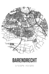 Abstract street map of Barendrecht located in Zuid-Holland municipality of Barendrecht. City map with lines
