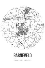 Abstract street map of Barneveld located in Gelderland municipality of Barneveld. City map with lines