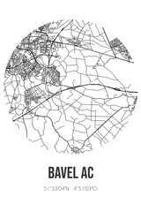 Abstract street map of Bavel AC located in Noord-Brabant municipality of Alphen-Chaam. City map with lines