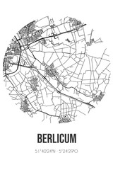 Abstract street map of Berlicum located in Noord-Brabant municipality of Sint-Michielsgestel. City map with lines