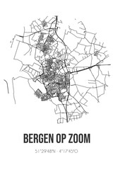 Abstract street map of Bergen op Zoom located in Noord-Brabant municipality of Bergen op Zoom. City map with lines