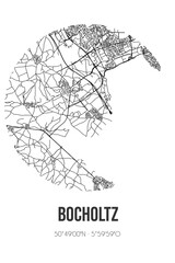 Abstract street map of Bocholtz located in Limburg municipality of Simpelveld. City map with lines