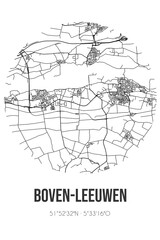 Abstract street map of Boven-Leeuwen located in Gelderland municipality of West Maas en Waal. City map with lines