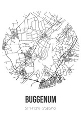Abstract street map of Buggenum located in Limburg municipality of Leudal. City map with lines