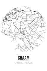 Abstract street map of Chaam located in Noord-Brabant municipality of Alphen-Chaam. City map with lines