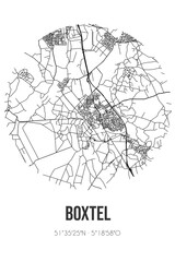 Abstract street map of Boxtel located in Noord-Brabant municipality of Boxtel. City map with lines