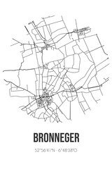 Fototapeta premium Abstract street map of Bronneger located in Drenthe municipality of Borger-Odoorn. City map with lines