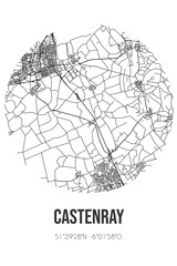 Fototapeta na wymiar Abstract street map of Castenray located in Limburg municipality of Venray. City map with lines