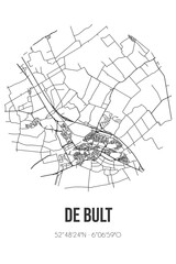 Abstract street map of De Bult located in Overijssel municipality of Steenwijkerland. City map with lines
