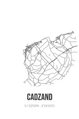 Abstract street map of Cadzand located in Zeeland municipality of Sluis. City map with lines