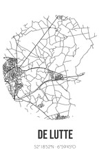 Abstract street map of de Lutte located in Overijssel municipality of Losser. City map with lines