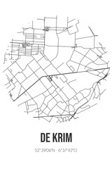 Abstract street map of De Krim located in Overijssel municipality of Hardenberg. City map with lines
