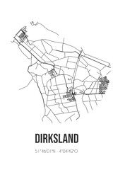 Abstract street map of Dirksland located in Zuid-Holland municipality of Goeree-Overflakkee. City map with lines