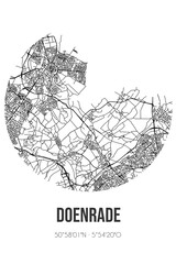 Abstract street map of Doenrade located in Limburg municipality of Beekdaelen. City map with lines