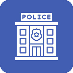 Police Station Multicolor Round Corner Glyph Inverted Icon