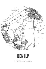 Abstract street map of Den Ilp located in Noord-Holland municipality of Landsmeer. City map with lines
