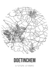 Abstract street map of Doetinchem located in Gelderland municipality of Doetinchem. City map with lines