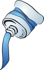 One tube of paint poured outside in the painter's studio during painting
