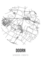 Fotobehang Abstract street map of Doorn located in Utrecht municipality of Utrechtse Heuvelrug. City map with lines © Rezona