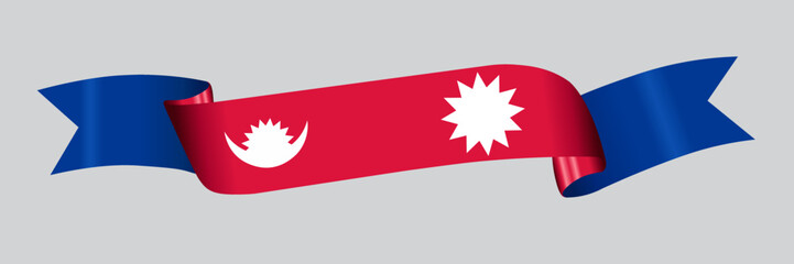 3D Flag of Nepal on a fabric ribbon.