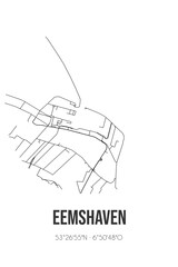Abstract street map of Eemshaven located in Groningen municipality of Het Hogeland. City map with lines