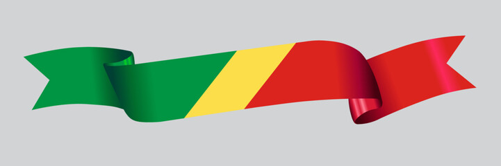 3D Flag of Republic of the Congo on a fabric ribbon.