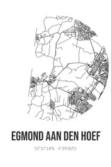 Abstract street map of Egmond aan den Hoef located in Noord-Holland municipality of Bergen(NH.). City map with lines