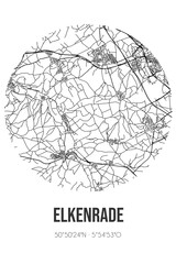 Abstract street map of Elkenrade located in Limburg municipality of Gulpen-Wittem. City map with lines