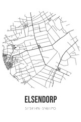 Abstract street map of Elsendorp located in Noord-Brabant municipality of Gemert-Bakel. City map with lines