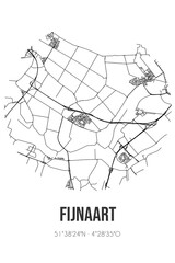 Abstract street map of Fijnaart located in Noord-Brabant municipality of Moerdijk. City map with lines
