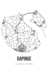 Abstract street map of Gapinge located in Zeeland municipality of Veere. City map with lines