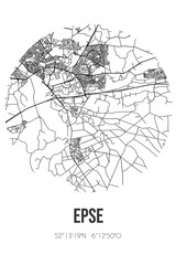 Abstract street map of Epse located in Gelderland municipality of Lochem. City map with lines
