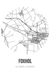 Abstract street map of Foxhol located in Groningen municipality of Midden-Groningen. City map with lines