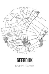 Abstract street map of Geerdijk located in Overijssel municipality of Twenterand. City map with lines